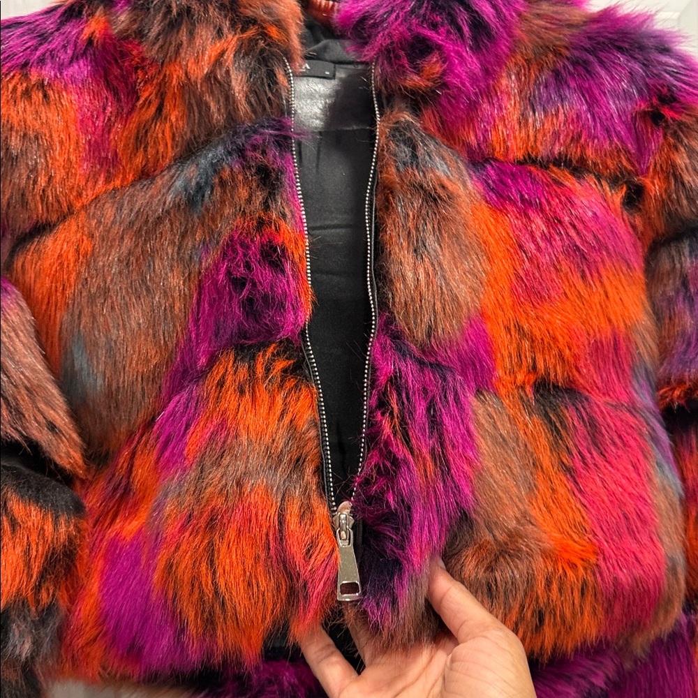 AKIRA Vibrant Faux Fur Hooded Jacket - Picture 5 of 11